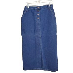 Vintage Crossroads Denim Midi Maxi Skirt M/8-10 Jeans Front/Back Slit ~waist: 29